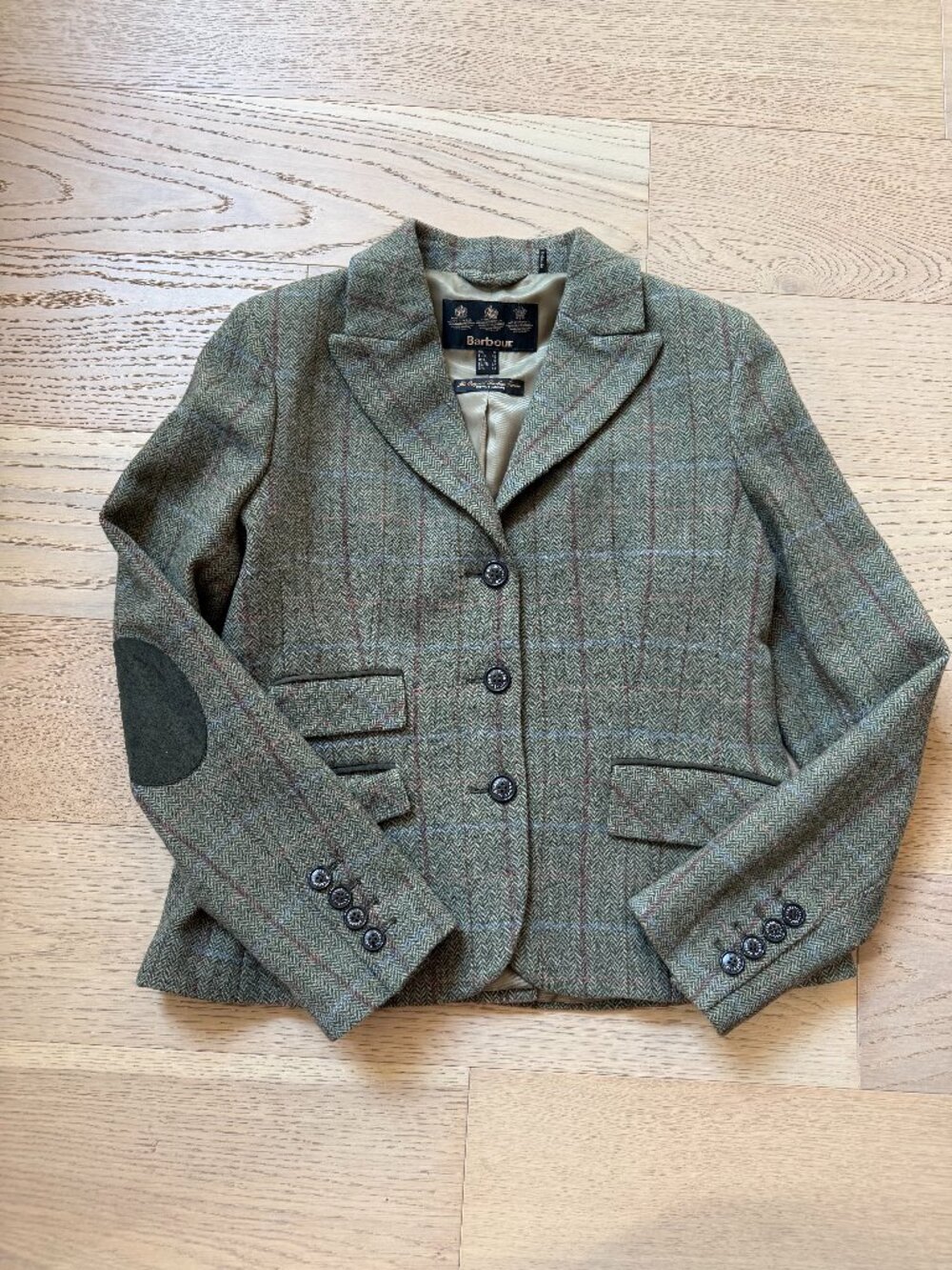 NWOT Barbour Tweed Blazer w. Suede Elbow Patches, Size 10